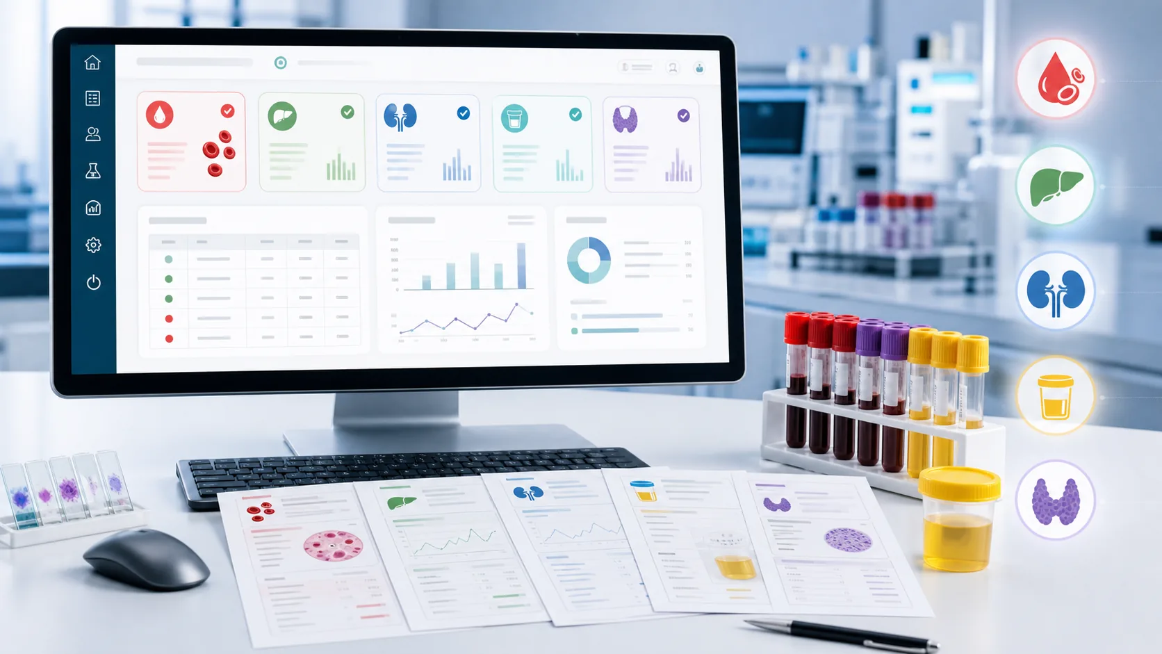 Software for CBC LFT KFT urine thyroid report generation